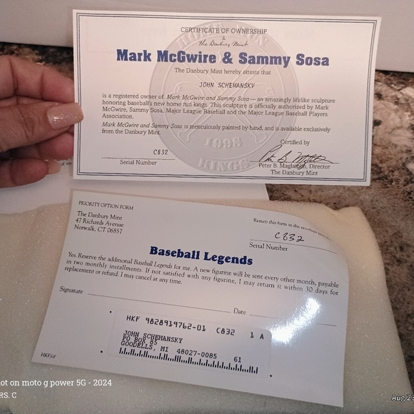 Baseball Player Figurine The Danbury mint collection Mark McGwire and Sammy .New - Picture 4 of 7